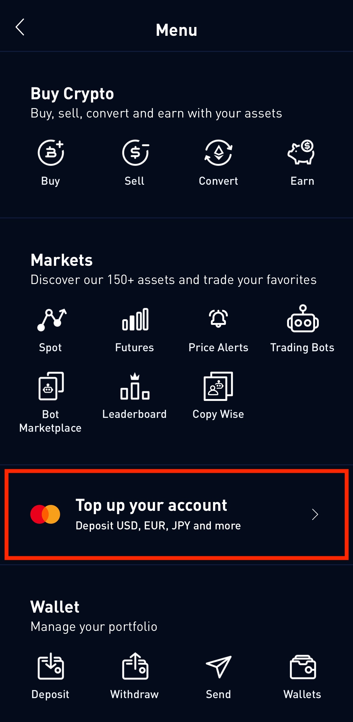 top up account button