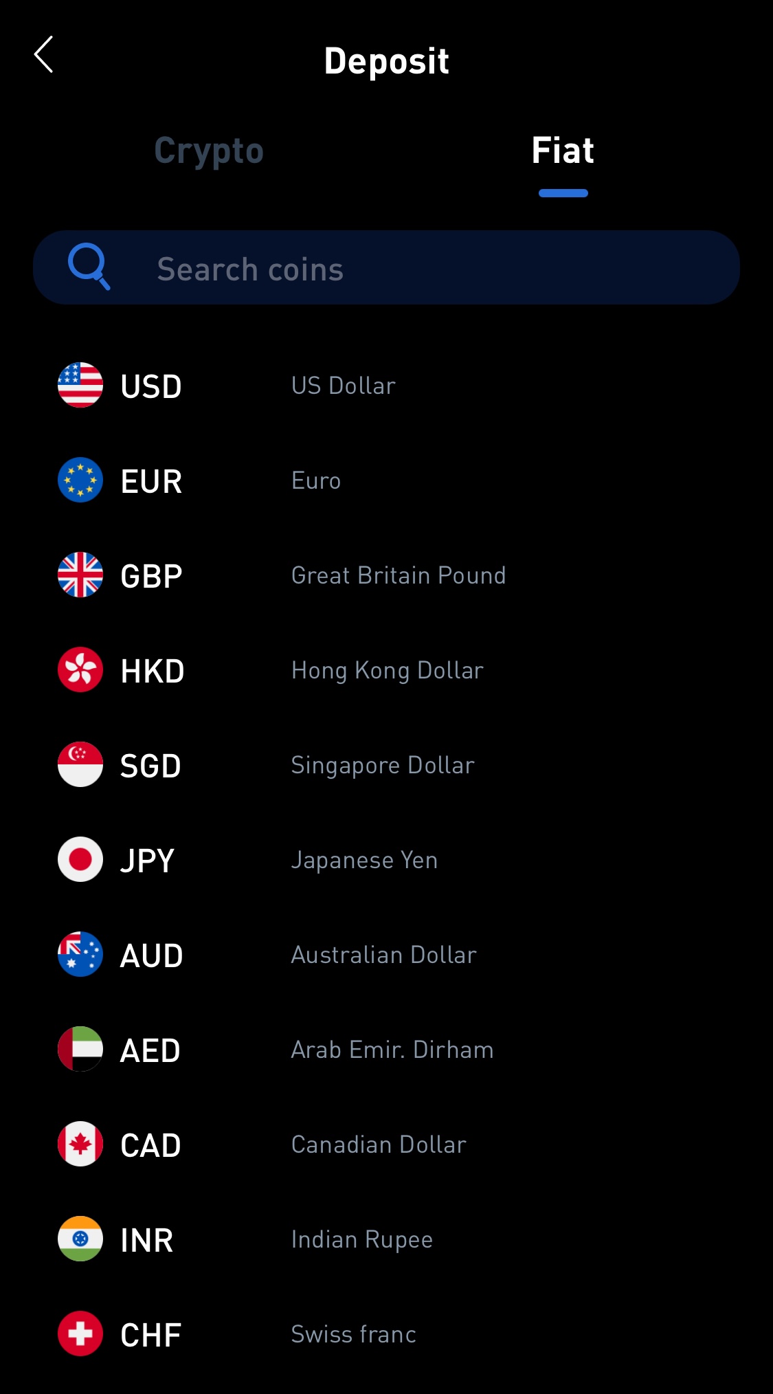 fiat currency options 